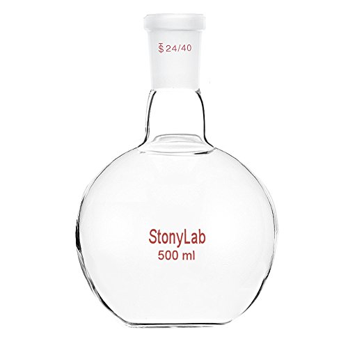Product Cover StonyLab Glass 500mL Heavy Wall Single Neck Flat Bottom Boiling Flask, with 24/40 Standard Taper Outer Joint - 500mL
