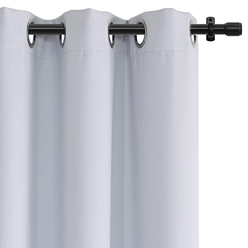 Product Cover Rose Home Fashion RHF Blackout Thermal Insulated Curtain-White Blackout Curtains-Grommet Curtains,Blackout Curtains for Bedroom/Living Room(52 by 63 Inches-Greyish White)