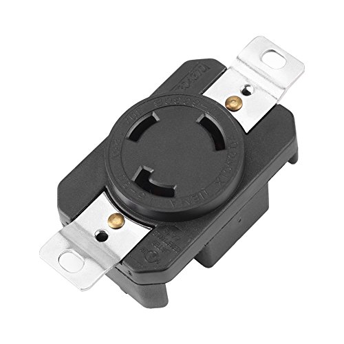 Product Cover NEMA L5-30R 30A 125V Twist Lock Female Wall Outlet Receptacle US 3 Wire Industrial Grade Grounding Flush Mounting Power Generator Receptacle Generator Outlet, Black