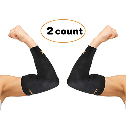 Product Cover Thx4COPPER Elbow Compression Sleeve(1 Pair) - #1 Copper Infused Support -Guaranteed Recovery Copper Elbow Brace-Idea for Workouts, Sports, Golfers, Tennis Elbow, Arthritis, Tendonitis-Small...