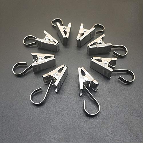 Product Cover Coideal 25 Pack Small Curtain Clips Hooks Wide Flat String Party Lights Hanger Wire Holder for Shower Home Decoration, Photos, Art Craft Display and Outdoor Activities Supplies (Silver, 1 Inch)