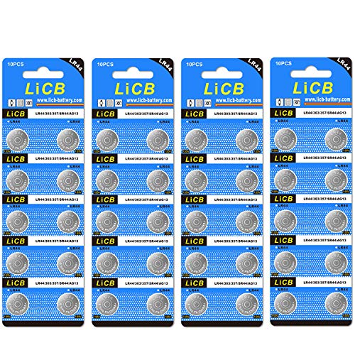 Product Cover LiCB 40 Pack LR44 AG13 357 303 SR44 Batteries 1.5V Button Coin Cell Battery