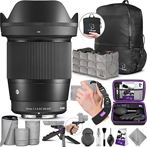 Product Cover Sigma 16mm F1.4 DC DN Contemporary Lens for Sony E Mount Cameras w/Advanced Photo and Travel Bundle
