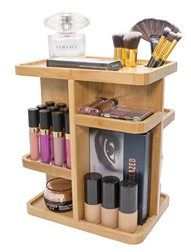Product Cover Sorbus 360° Bamboo Cosmetic Organizer, Multi-Function Storage Carousel for Makeup, Toiletries, and More - for Vanity, Desk, Bathroom, Bedroom, Closet, Kitchen