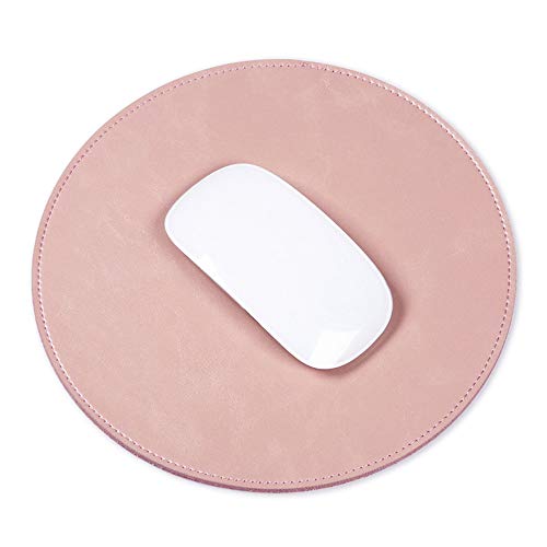 Product Cover ProElife Home/Office Round Premium PU Leather Mouse Mice Pad Mat Smooth Surface Non-slip Noiseless for Magic Mouse Microsoft Mouse Mice, Wired/Wireless Bluetooth Mouse (Rose Gold Color)