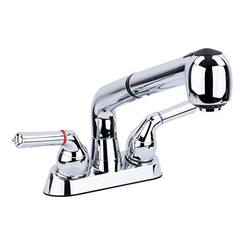 Product Cover LDR Industries Universal Laundry Tub Faucet by Maya | Pull Out Spray Spout, Non-Metallic ABS Plastic, Chrome Finish