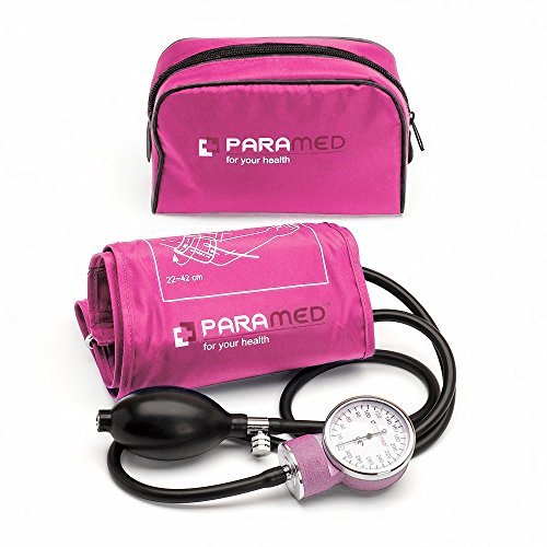 Product Cover Professional Manual Blood Pressure Cuff - Aneroid Sphygmomanometer with Durable Carrying Case by Paramed - Lifetime Calibration for Accurate Readings - Pink - Stethoscope NOT Included