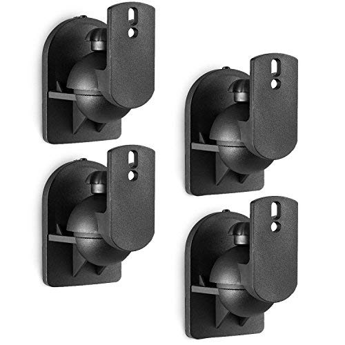 Product Cover WALI Speaker Wall Mount Brackets Multiple Adjustments for Bookshelf, Surrounding Sound Speakers, Hold Up to 7.7lbs, (SWM402), 4 Packs, Black