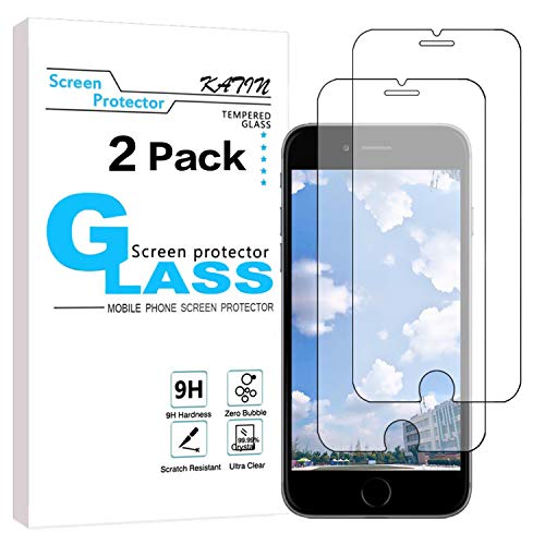 Product Cover KATIN iPhone 7, 8 Screen Protector - [2-Pack] (Japan Tempered Glass) for Apple iPhone 8, iPhone 7, iPhone 6S, iPhone 6 (4.7-inch) Bubble Free, Easy to Install with Lifetime Replacement Warranty