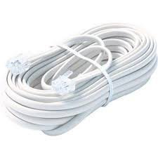 Product Cover Bistras 50 Ft 4C Telephone Extension Cord Cable Line Wire, for any Phone, Modem, Fax Machine, Answering Machine, Caller ID , White