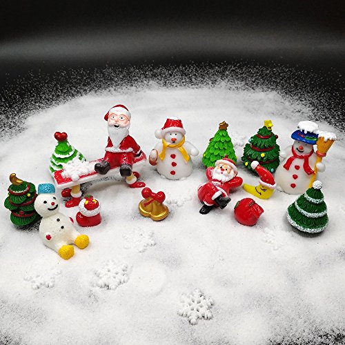 Product Cover EMiEN 26 Pieces Christmas Style Miniature Ornament Kits Set for DIY Fairy Garden Dollhouse Decoration, White Sand, Santa,Christmas Trees,Snowman,Snowflake,Red Socks,Bell, Bag,Moon,Bench