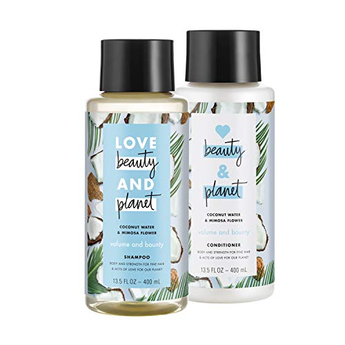 Product Cover Love Beauty And Planet Volumizing Shampoo and Conditioner, Paraben Free, Silicone Free, and Vegan, Coconut Water & Mimosa Flower, 13.5 oz, 2 count