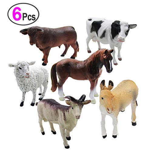 Product Cover 6 Piece Farm Animal Models Toy Set, Realistic Animals Action Figure Model, Educational Learn Cognitive Toys