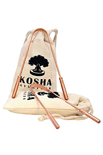 Product Cover Kosha Ayurveda Copper Tongue Scraper Cleaner | Perfect Surgical Tongue Scraper | Best remedy for bad breath | Maintains Oral Hygiene | Thick & Safe Blunt Edges | Flexible handle and Comfortable Grip
