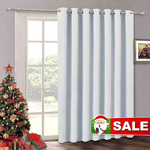 Product Cover RYB HOME Room Darkening Bedroom Curtains - Vertical Blinds for Sliding Glass Door, Thermal Insulated Curtain Panel for Patio Door Dining Window Closet, 100 W x 84 L, Grayish White