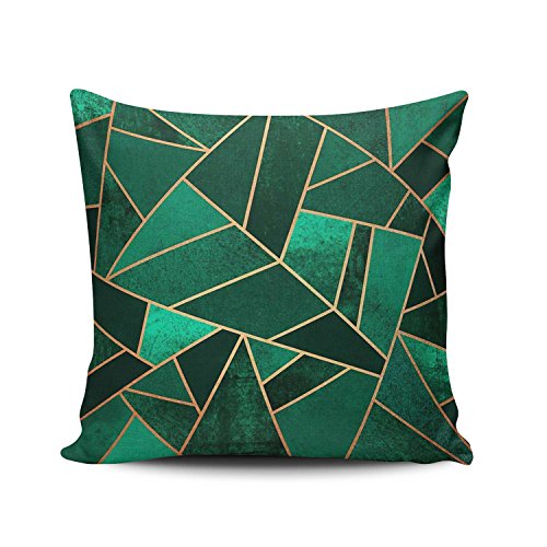 Product Cover KEIBIKE Personalized Emerald and Copper Fashion Design European Square Decorative Pillowcases Green Retro Zippered Throw Pillow Covers Cases 18x18 Inches One Sided