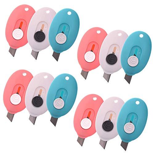 Product Cover COSMOS Pack of 12 Mini Retractable Utility Knife Box Cutter Letter Opener, Random Color