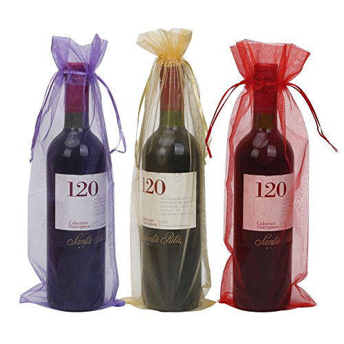 Product Cover HRX Package 30 Pack Organza Wine Bottle Gift Bags with Drawstring for Christmas, 14.7 By 5.3 inches