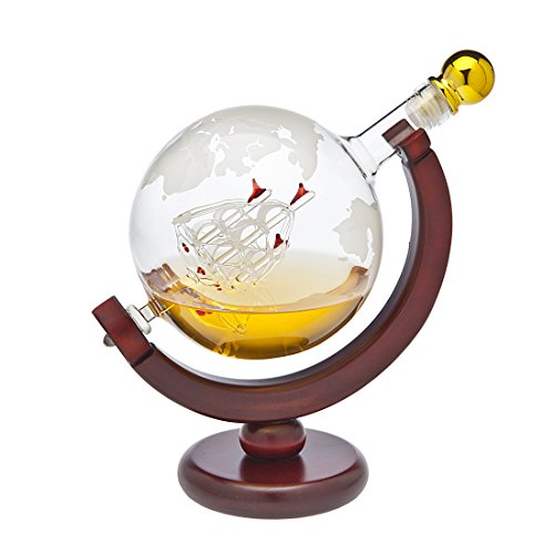 Product Cover Whiskey Decanter Globe - for Liquor, Scotch, Bourbon, Vodka or Wine - 850ml