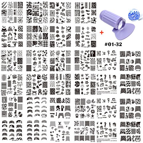 Product Cover Lookathot 32pcs Nail Art Image Stamp Stamping Plates with 1 Stamper, 1 Scraper