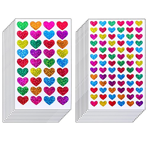 Product Cover Ruisita 60 Sheets Glitter Heart Stickers Valentine's Day Love Decorative Sticker for Scrapbooking or Embellishment (Color 2)