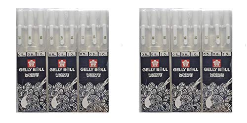 Product Cover Sakura Gelly Roll White gel pens White assorted sizes, 05 Fine / 08 Medium / 10 Bold - 9 pen bundle, Pack 3