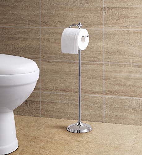 Product Cover SunnyPoint Bathroom Free Standing Toilet Tissue Paper Roll Holder Stand with Reserve Function, Chrome Finish