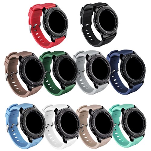 Product Cover GinCoband Samsung Gear S3 Bands Replacement Accessories for Samsung Gear S3 Frontier and Gear S3 Classic Smart Watch 10 Color No Tracker (10-Pack, Watch Buckle Design)