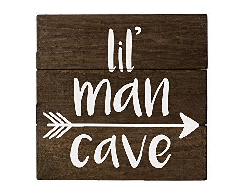 Product Cover Elegant Signs Boys Nursery Wall Decor for Little Baby Boy or Toddler - Lil Man Cave Wood Sign