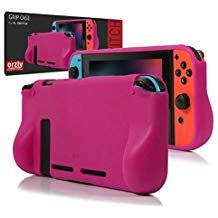 Product Cover Orzly Comfort Grip Case for Nintendo Switch - Protective Back Cover for use on the Nintendo Switch Console in Handheld GamePad Mode with built in Comfort Padded Hand Grips - PINK