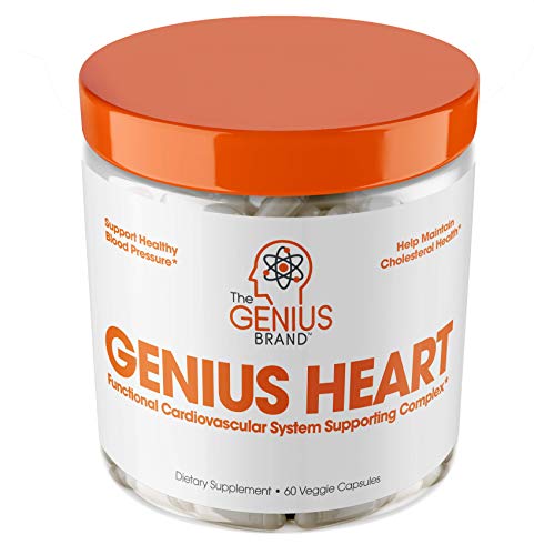 Product Cover Genius Heart & Cardiovascular Health Supplement - Cholesterol Lowering Vein & Blood Pressure Support w/Grape Seed Extract, Vitamin K2 MK7 & CoQ10 - Antioxidant Energy for Men & Women,60 Veggie Pills