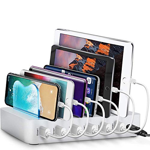 Product Cover Microware Smart Charging Station Dock & Organizer for Smartphones, Tablets & Other Gadgets - 6-Port Multiple USB Charger Station & Phone Docking Station with Charging Status Indicator
