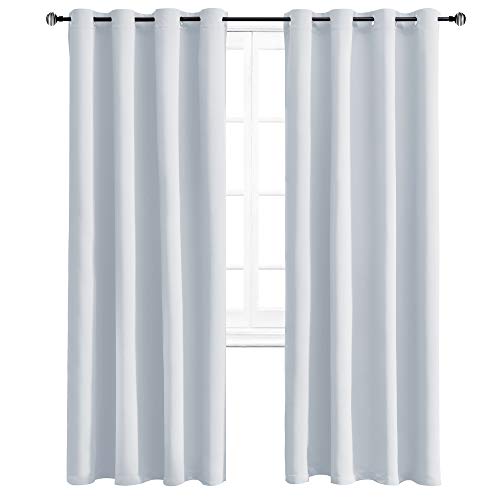 Product Cover WONTEX Blackout Curtains Room Darkening Thermal Insulated Living Room Curtains, 52 x 95 inch, Greyish White, 2 Grommet Curtain Panels
