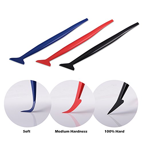 Product Cover FOSHIO Vinyl Car Wrapping Flexible Micro Squeegee Curves Slot Tint Tool Set 3 in 1 with Different Hardness for Installing Vehicle Wraps and Auto Stickers