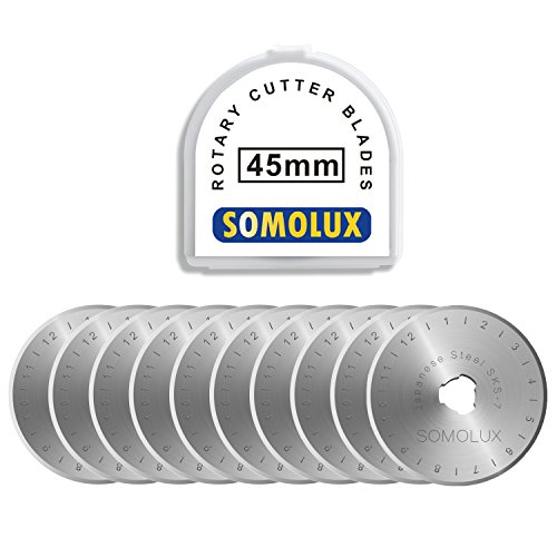 Product Cover Rotary Cutter Blades 45mm 10 Pack by SOMOLUX,Fits OLFA,DAFA,Truecut Replacement, Quilting Scrapbooking Sewing Arts Crafts,Sharp and Durable