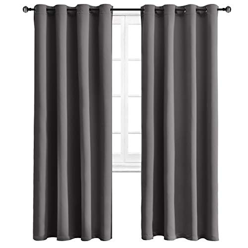 Product Cover WONTEX Blackout Curtains Thermal Insulated with Grommet Curtains for Bedroom, 52 x 84 inch, Grey, 2 Panels