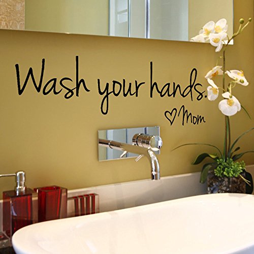 Product Cover Fenleo Wash Your Hands Wall Stickers Decal Vinyl Art Mural Home Decor 44x14.4CM