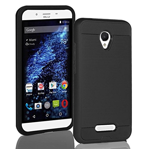 Product Cover BLU Studio X8 HD Case, Tough Hybrid + Dual Layer Shockproof Drop Protection Metallic Brushed Case Cover + Screen Protector for Studio X8 HD (S530) (VGC Black + SP)