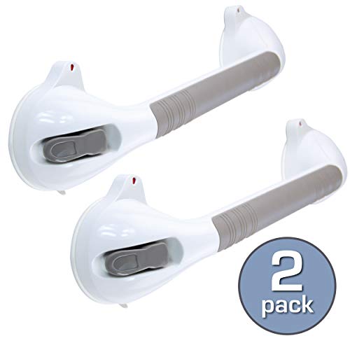 Product Cover Banera 16 In. 2 Pack Suction Grip Grab Bar with Suction Indicators - White - For Handicap, Elderly, Injury, Children, Shower, Portable, Assist & Balance
