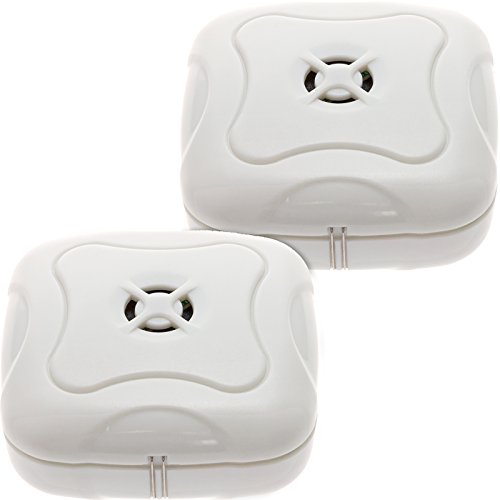 Product Cover Mindful Design 2 Pack Water Leak Detector - 95 Db Flood Detection Alarm Sensor for Bathrooms, Basements, and Kitchens (White, 2 Pack)
