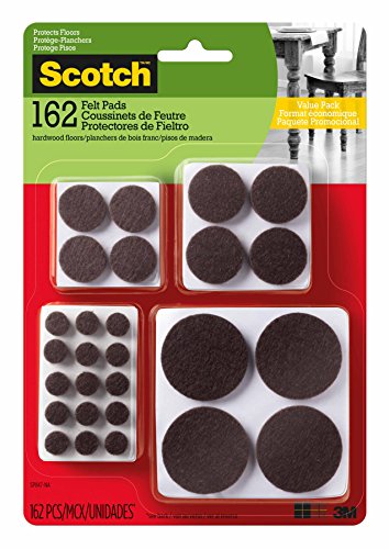 Product Cover Scotch Mounting, Fastening & Surface Protection SP847-NA Assorted Furniture 162 Felt Pads, Brown