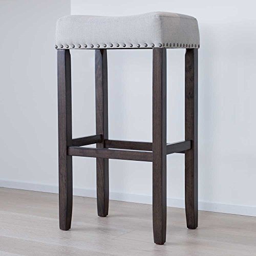 Product Cover Nathan James 21402 Hylie Nailhead Wood Pub-Height Kitchen Counter Bar Stool 29