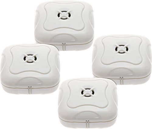 Product Cover 4 Pack Water Leak Detector - 95 Db Flood Detection Alarm Sensor for Bathrooms, Basements, and Kitchens by Mindful Design (White)