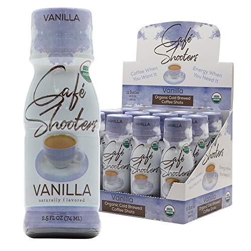 Product Cover Café Shooters Cold Brew Coffee Shot, Pocket Coffee Bottle on The go for Energy, Natural Caffeine as Strong as 2 Cups Organic Coffee Drink, 12 Pack (Vanilla)
