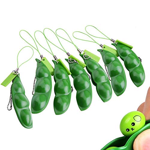 Product Cover Anpole Fidget Bean Toy,5 Pack Squeeze-a-Bean Puchi Puti Mugen Edamame Keychain Keyring Extrusion Bean Pea Soybean Stress Relieving Chain Toys (7 pcs)