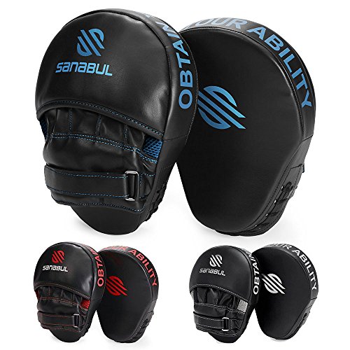Product Cover Sanabul Sanabul Essential Curved Boxing MMA Punching Mitts (Metallic Blue)