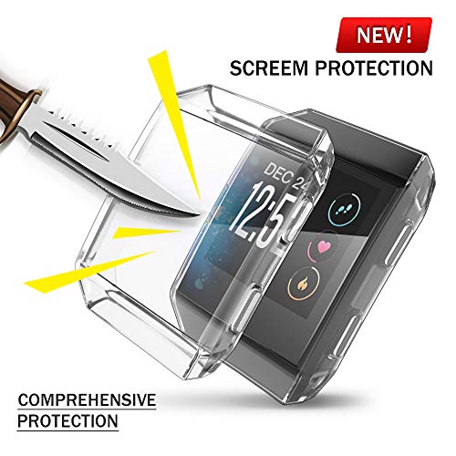 Product Cover Fitbit Ionic Screen Protector Case, JZK Scratch-Resistant Flexible Lightweight Plated TPU Fullbody Protective Case for Fitbit Ionic Smart Watch (Clear)
