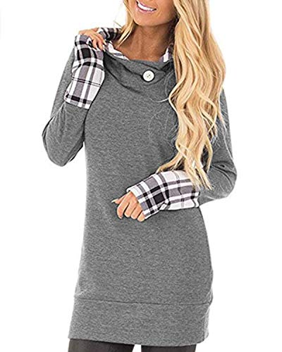 Product Cover SUNNYME Women's Plaid Shirts Long Sleeve Tees Flannel Crew Neck Loose Tunics Blouses Tops