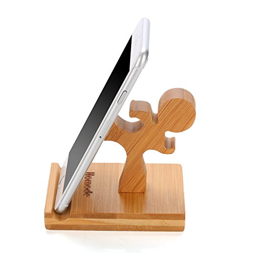 Product Cover Homode Cell Phone Stand, Bamboo Wood Phone Holder and Cute Phone Stand Compatible with iPhone 6 6s 7 8 X Plus, Ipad and Tablets, Bamboo Desk Organizer Accessories (Kung fu)