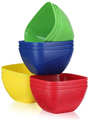 Product Cover Zilpoo 12 Pack - Reusable Hard Plastic Cereal | Soup Bowls 20 oz. Unbreakable Microwave | Dishwasher Safe, BPA Free, Small Kids Fun Assorted Colors Set